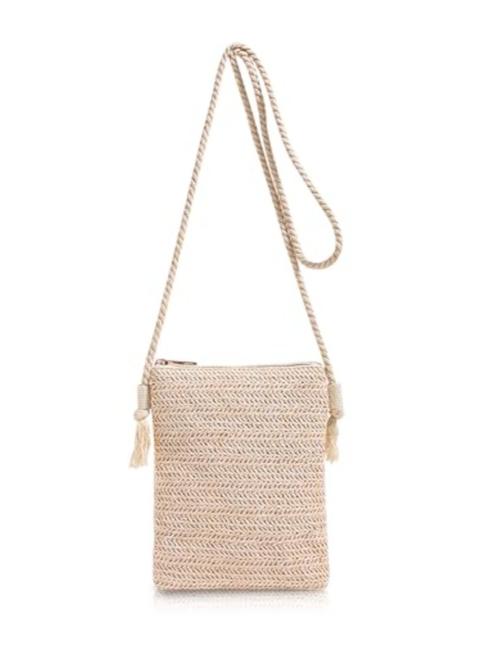 Straw Crossbody Phone Purse Mini Cell Phone Bag Detachable Rope
